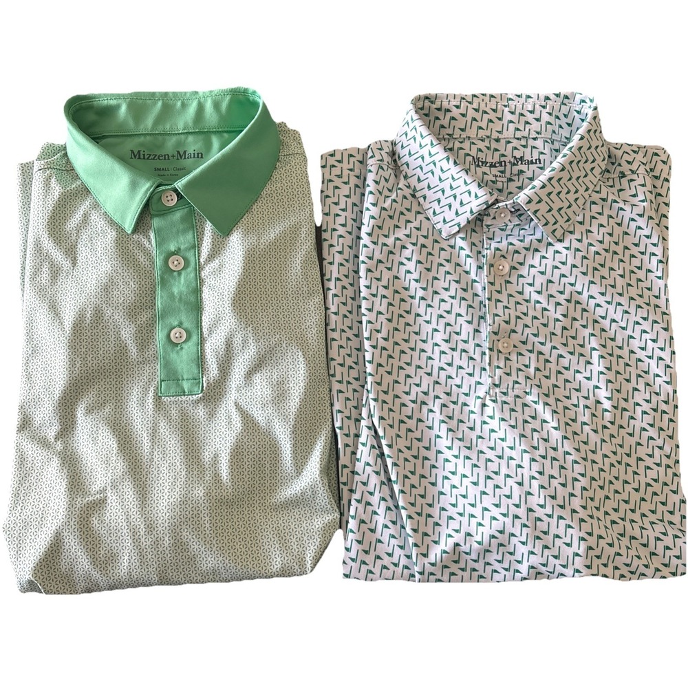Mizzen+Main Polo Shirt Mens S Geometric Print Classic Fit Performance Golf x2